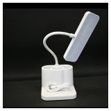 LED Desk Lamp with Multi-Compartment Base ï¿½ White
