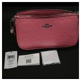 Coach Crossbody Wristlet Pink Embossed Signature
