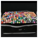 Assortment of Dual-Tip Art Markers in Carrying...