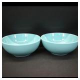 Pair of Aqua Glazed Ceramic Serving Bowls