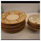 Hand-Painted Fruit Motif Dinner Plates & Bowls...