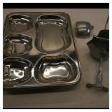 Stack of Stainless Steel Compartment Trays +...