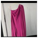 One-Shoulder Fuchsia Evening Jumpsuit with Drape