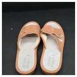 Natural Leather Slide Sandals Size 40