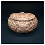 Handwoven Round Rattan Lidded Basket