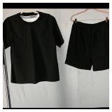 Men's Black Short Sleeve Shirt & Elastic-Waist...