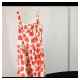 Sleeveless Floral Sundress ï¿½ White with Red...
