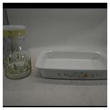 Glass Pitcher and Floral Baking Dish Assortment