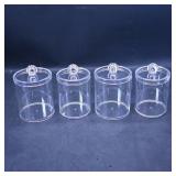 Set of 4 Clear Plastic Cylindrical Jars with Lids