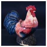 Glazed Ceramic Rooster Covered Dish