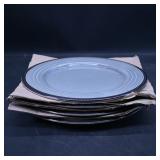 Stack of 4 Glazed Stoneware Dinner Plates ...