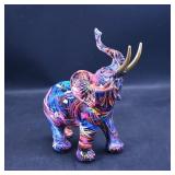Colorful Abstract Glazed Ceramic Elephant Figurine