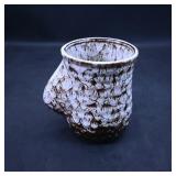 Glazed Stoneware Mug  White and Brown Textured