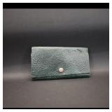 Green Leather Snap Card Wallet  Brand Not Visible