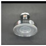 Green Pressed Glass Square Jar with Chrome Lid