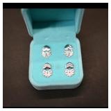 Pair of Silver-Tone Heart & Floral Drop...