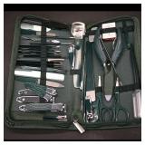 Manicure/Pedicure Grooming Kit in Green Zip Case