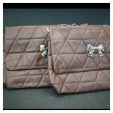 Quilted Brown Shoulder Bags, Pair  Chain Straps