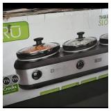 TRU Triple Slow Cooker with 1.5 qt Stoneware...