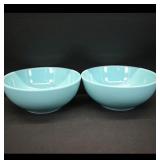 Pair of Turquoise Glazed Ceramic Bowls