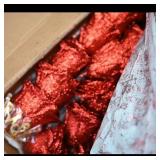 Boxed Red Glitter Rose Garland  Brand Not Visible