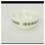 Pyrex Milk-Glass Prep Bowl with Green Band Design