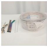 Assortment of Stainless Steel Straws & Small...