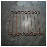 Set of 9 Decorative Iron Scrollwork Bars