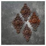 Set of 4 Ornate Cast Iron Wall Decor Pieces