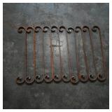 Set of 10 Decorative Iron Scrollwork Bars
