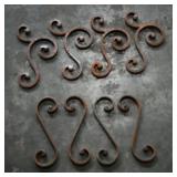 Assortment of 8 Decorative Iron Scrollwork Pieces