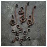 Assortment of 9 Decorative Iron Scrolls
