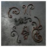 Assortment of 7 Decorative Iron Scrollwork Pieces
