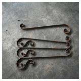 Assortment of 4 Decorative Iron Scroll Railings