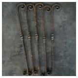 Set of 5 Decorative Wrought Iron Scroll Bars