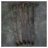 Set of 5 Decorative Wrought Iron Scroll Bars