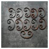 Set of 11 Decorative C-shaped Metal Scrolls