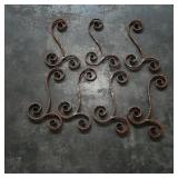 Set of 7 Wrought Iron L-shaped Scrollwork Pieces