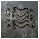 Assortment of 9 Decorative Iron Scrollwork Pieces