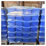 Stack of 72 Blue Plastic Storage Bins on Pallet
