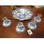 BLUE W/ INLAYED FLOWERS CENTER BOWL W/ 4 CANDLE