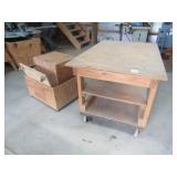 SHOP TABLE ; BOX ON WHEELS