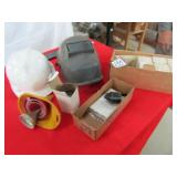 FUNNELS; WELDING HELMENT; 7- NEW LOCKING PLUGS