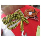 HEAVY DUTY JUMPER CABLES; HEAVY TOW ROPE W/ HOOKS