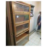 5 TIER OAK BOOK CASE W/ GLASS DOORS -6 FT TALLX33
