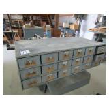 18 DRAWER METAL HARDWARE CABINET FULL OF SCREWS,