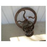 CAST IRON FLY WHEEL ; 2 CI PULLEYS