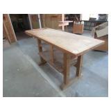 69" LONG X25" W X34" T WORK BENCH W/ VICE, BUTCHER