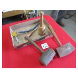 4 WOOD MALLETS; DUST BLOWER FOR MACHINES