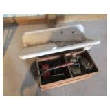 VINTAGE PORCELAIN KITCHEN SINK ; WOOD BOX FULL